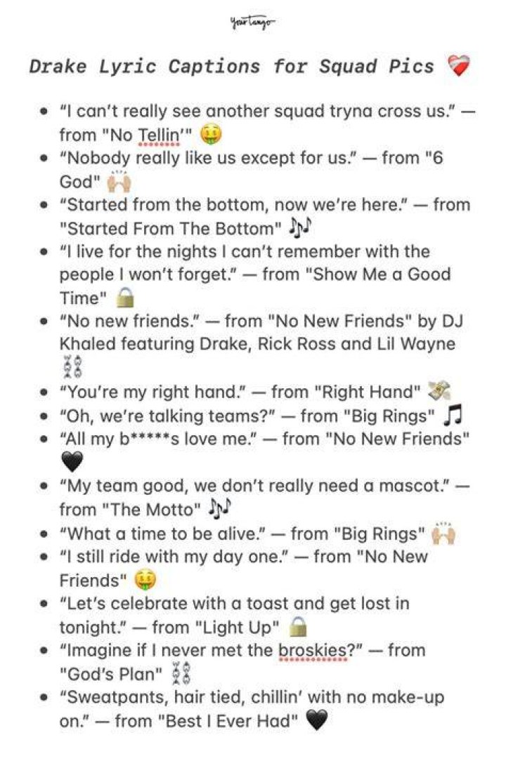 14 Drake Lyrics That Make The Perfect Instagram Captions For Your Squad