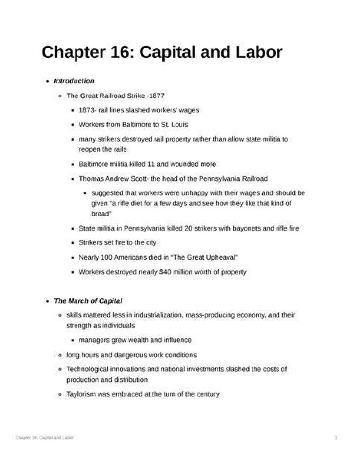 16. Capital and Labor THE AMERICAN YAWP