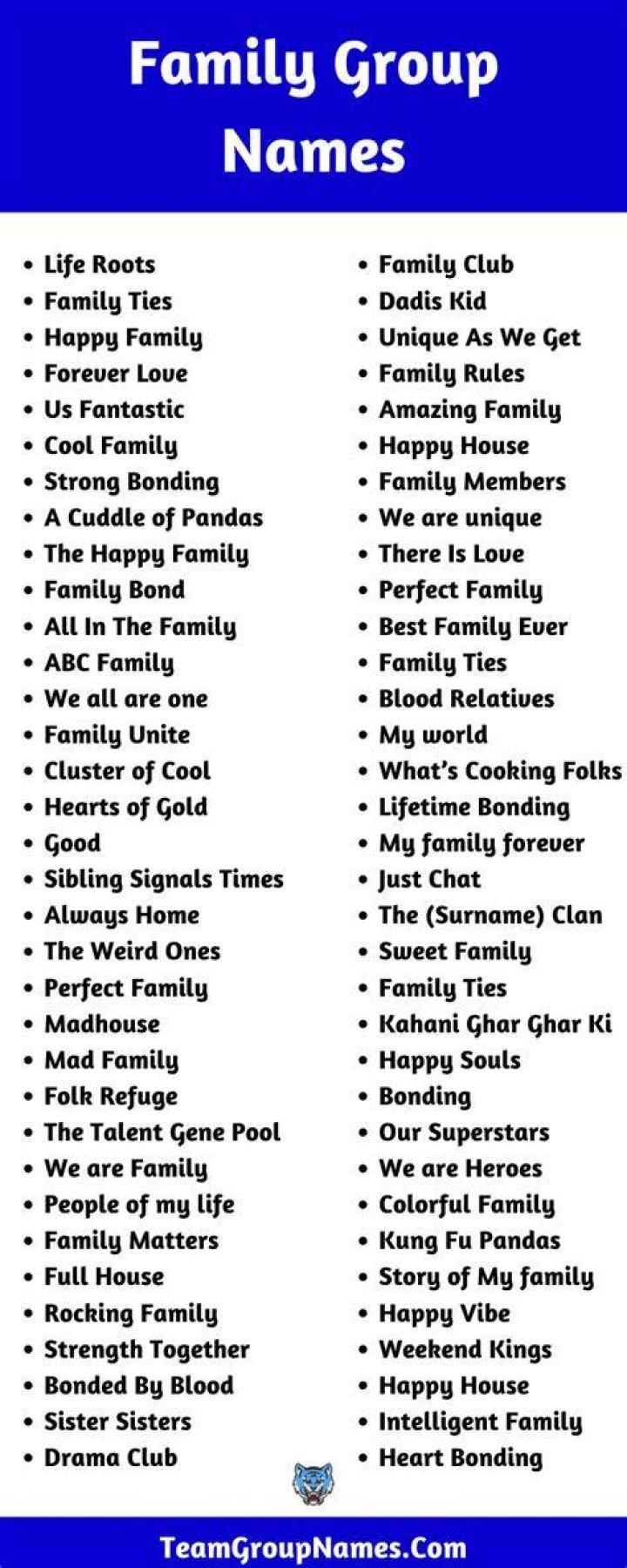 400 Cool Family Group Names Ideas and Suggestions