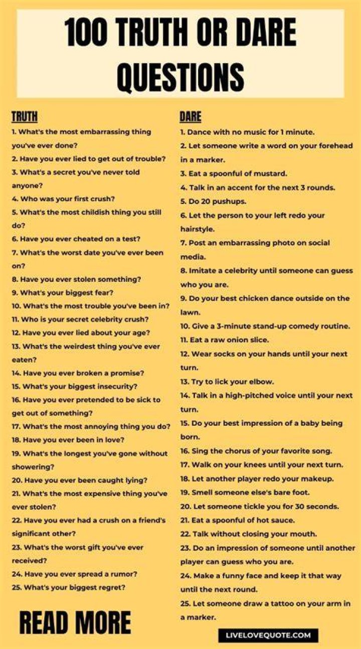 900+ Truth or Dare Questions Over Text The Master List!