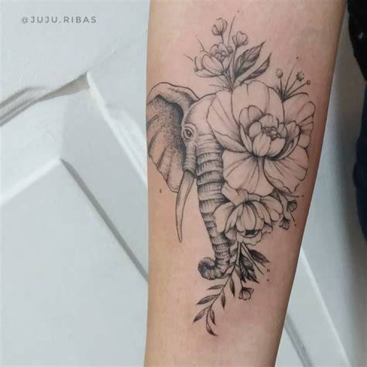 benjibaakarfloralelephanttattooelephantelephanttattoocolorful
