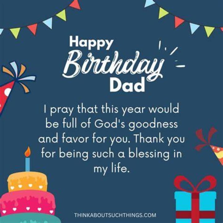 Birthday prayer for dad on picture with balloons and blue background