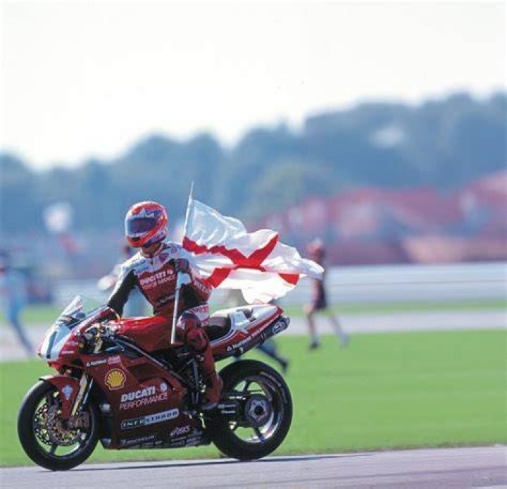 Carl Fogarty, World Superbike Racer, 22nd July 1994. Pictured with wife