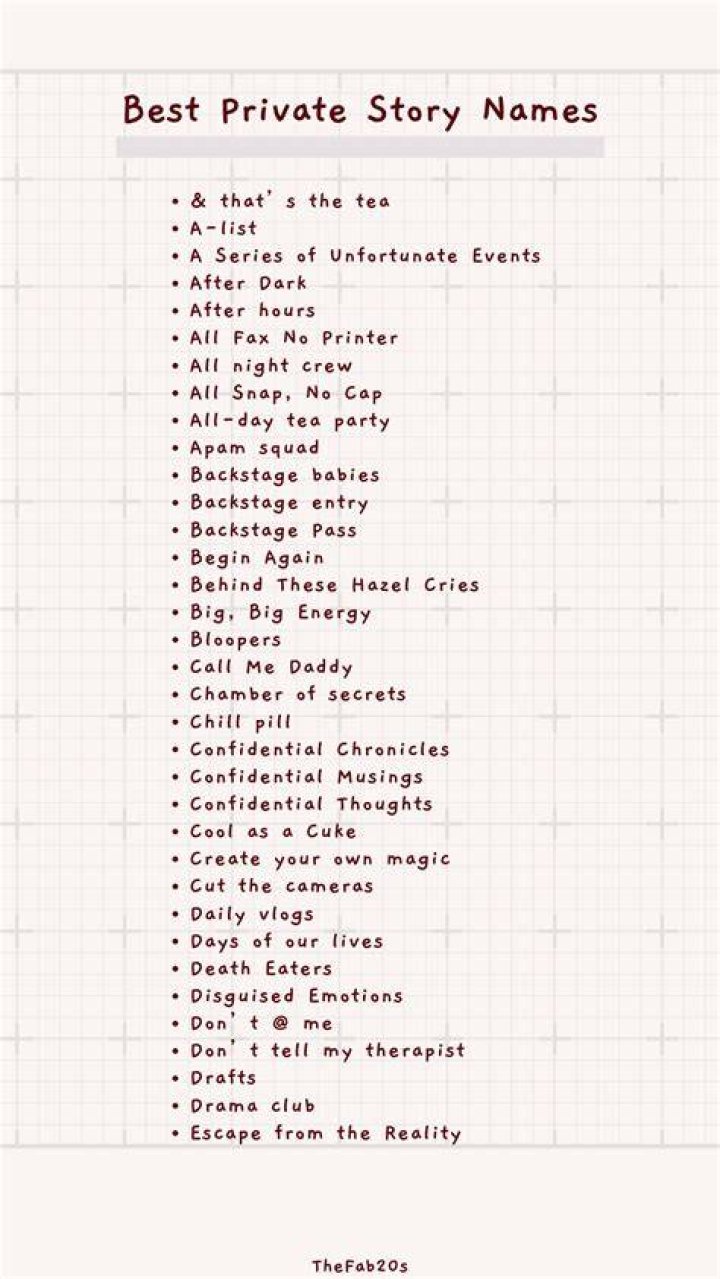 Clever Private Story Names for Snapchat