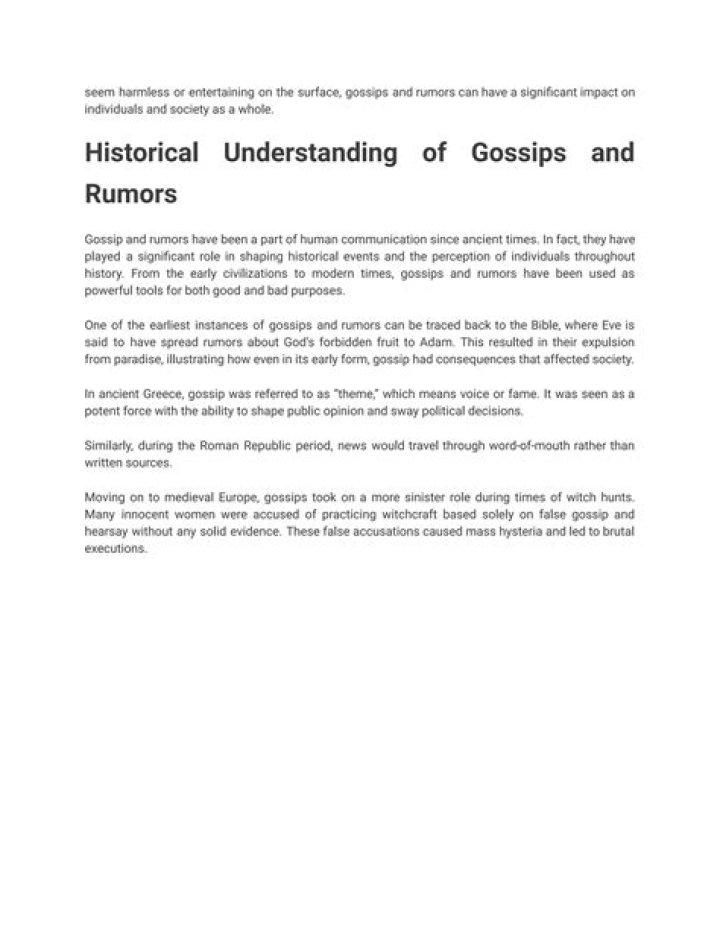 Exploring Rumors, Evidence, And Impact
