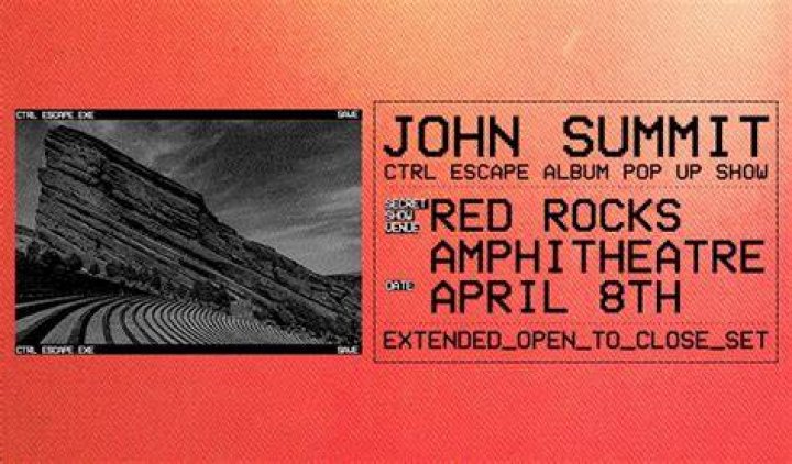 John Summit Red Rocks May 14 2023 Morrison Colorado Poster 2023