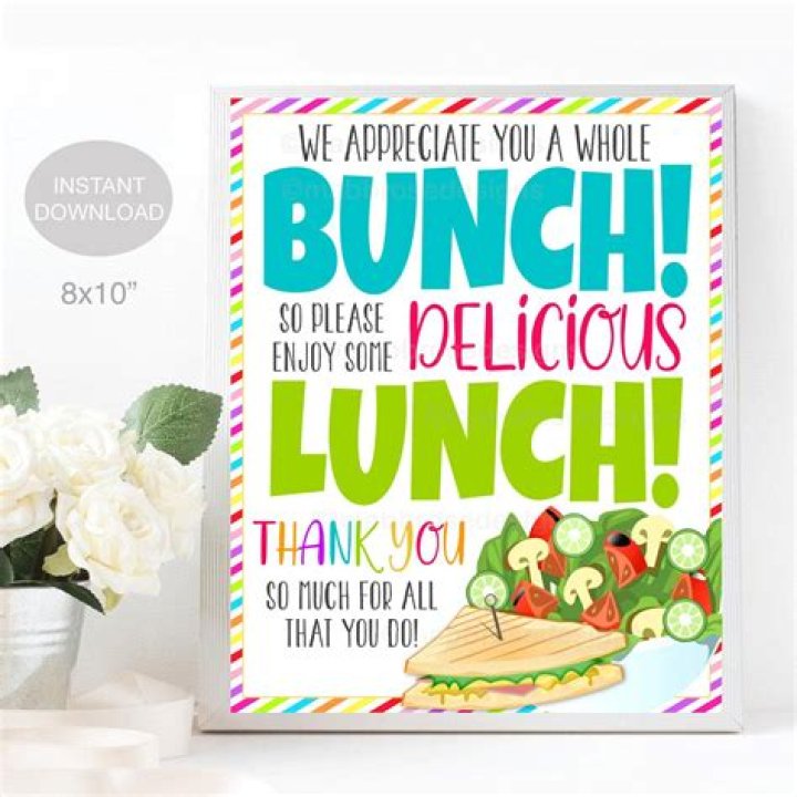 Lunch Thank You Sign We Appreciate You a Bunch Enjoy Lunch Etsy