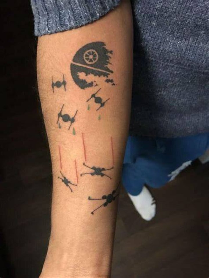 Minimal Star Wars tattoo. Nerdy Tattoos, Movie Tattoos, Tattoos Skull