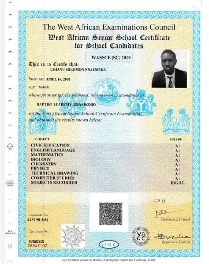 Original WAEC Result Sample Universities, Polytechnics, Colleges And