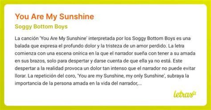 You are my Sunshine - Soggy Bottom Boys : Oh Brother Where Art Thou - songs from oh brother where art thou lyrics